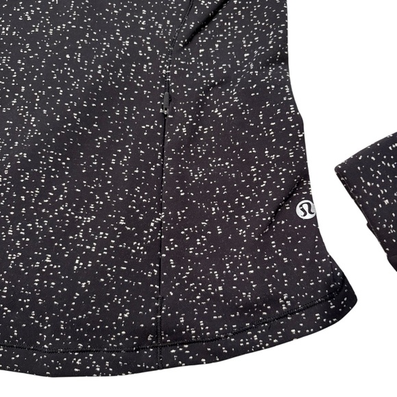 Lululemon Run Briskly 1/2 Zip Top Jacquard Black White Thumbhole, Sz 4 - Picture 14 of 15